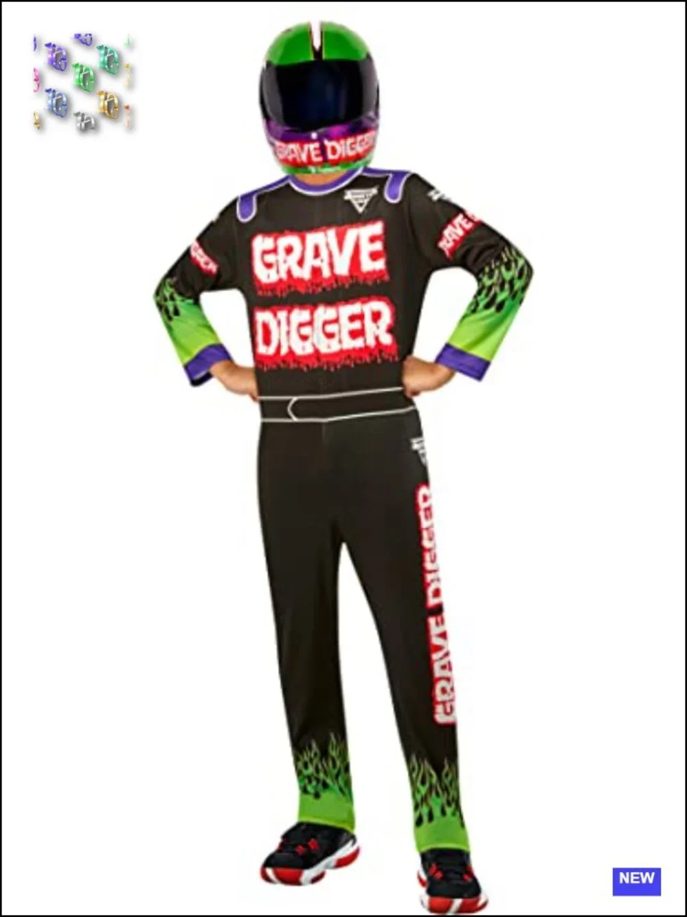 Boys Monster Jam Costume Jumpsuit Mask Halloween Cosplay